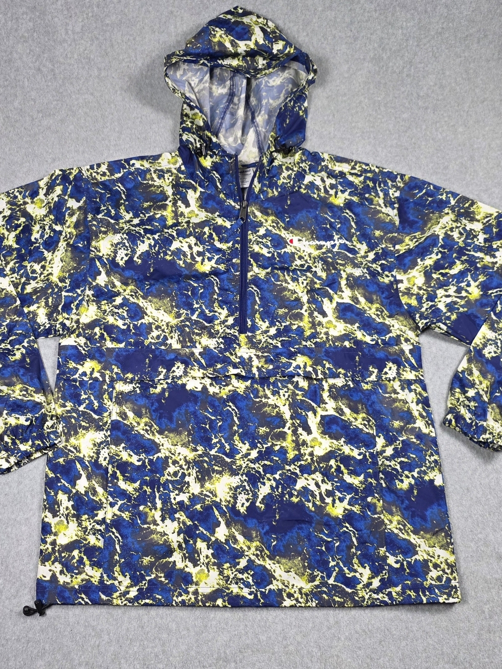 Champion Hooded Pullover Jacket - Blue & Yellow Print